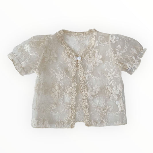 See through flower embroidered light weighted cardigan