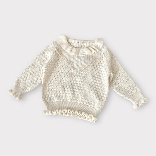 Ruffle collar knit sweater